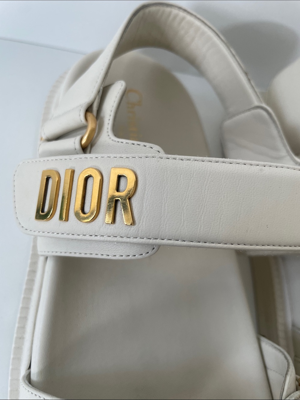 Dior Dioract Cream Leather Sandals size 38.5 - Picture 2 of 9